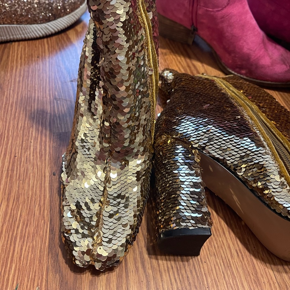 Steve Madden Gold Sequin Booties - image 4